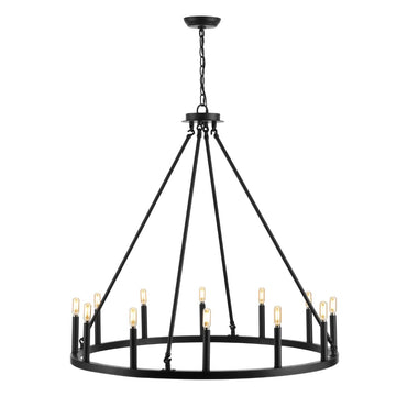 Oberto Ring Iron Rustic Farmhouse LED Chandelier - JONATHAN Y